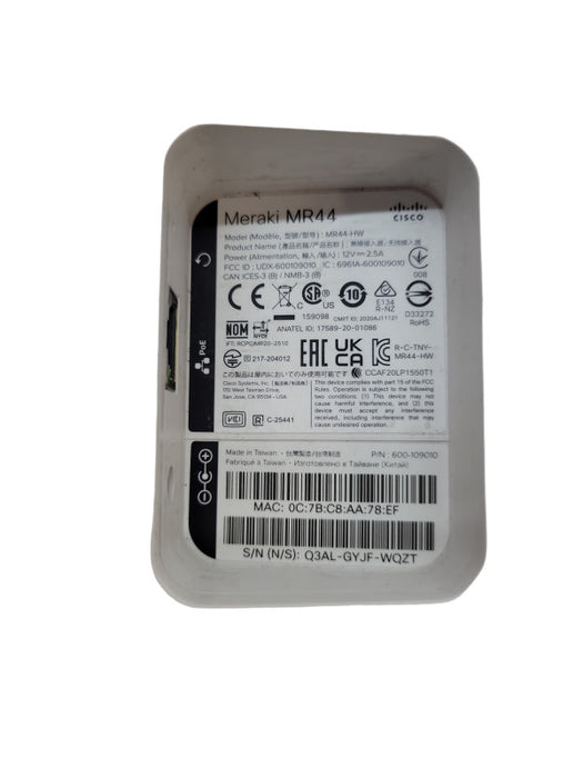 Cisco Meraki MR44-HW Access Point UNCLAIMED Q%