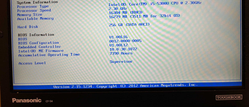Panasonic ToughBook CF-54 TOUCH i5-5300U 16GB RAM 256GB SSD 7390Hrs. READ