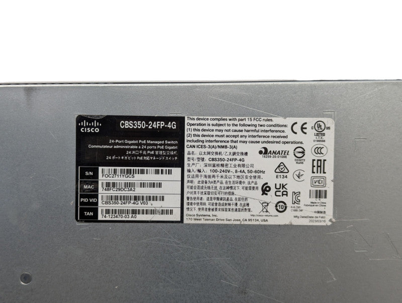 Cisco CBS350-24P-4G 24-Port Gigabit PoE Managed Switch PLEASE READ  -