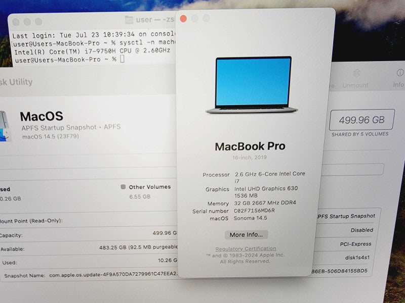 Apple Macbook Pro 2019 16" 6-Core i7-9750H @ 2.6GHz 32GB DDR4 512GB SSD Radeo (