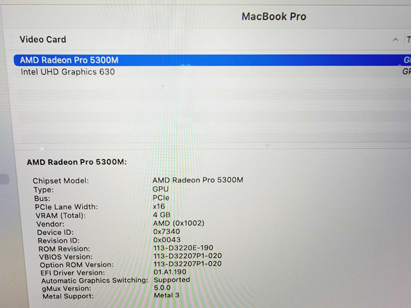 Apple Macbook Pro 2019 16" 6-Core i7-9750H @ 2.6GHz 32GB DDR4 512GB SSD Radeo (