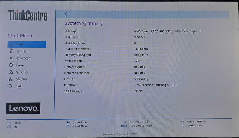 Lenovo M75q Gen2 USFF |Ryzen 5 PRO 4650GE @ 3.30GHz 6C, 16GB DDR4, 512GB NVMe