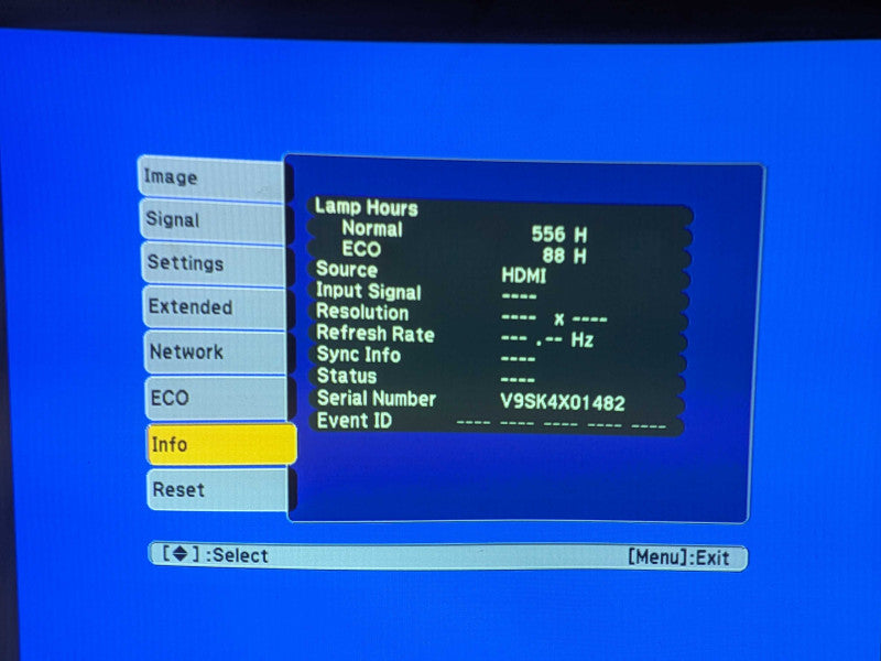 Epson VS230 3LCD Projector H552F 2800 Lumens, Lamp Hour: 556Hrs