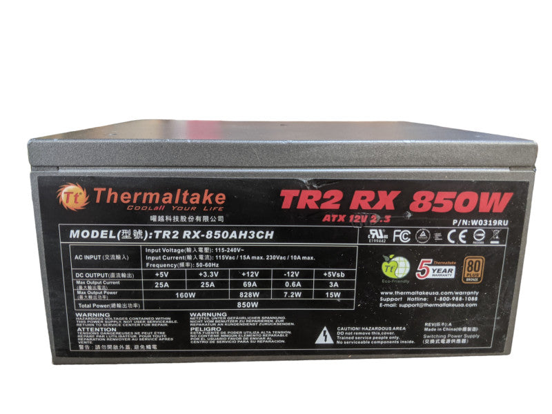 Thermaltake TR2 RX 850W | ATX 12V 2.3 | 80 Plus Gold | Desktop Power Supply