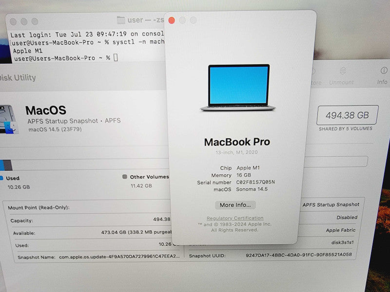 Apple Macbook Pro 2020 13\\" 8-Core M1 @ 3.2GHz 8GB Ram 512GB SSD (