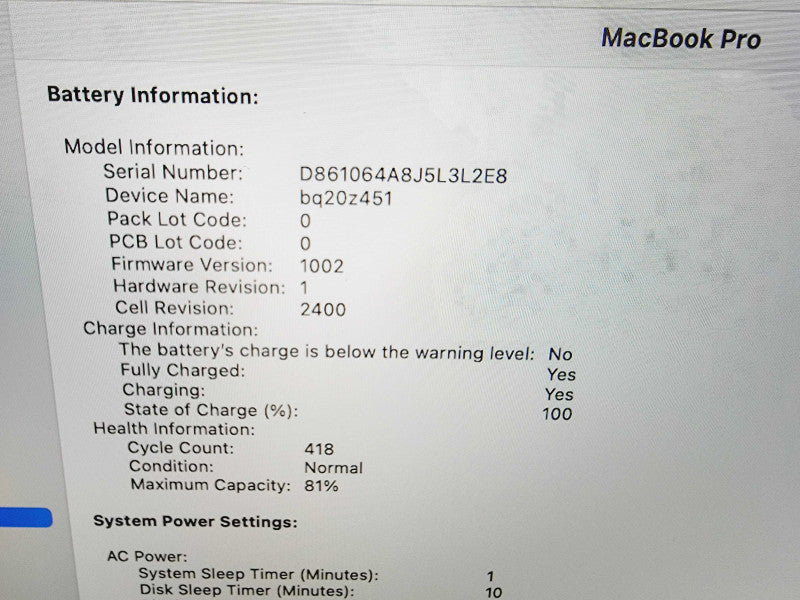 Apple Macbook Pro 2020 13\\" 8-Core M1 @ 3.2GHz 8GB Ram 512GB SSD (