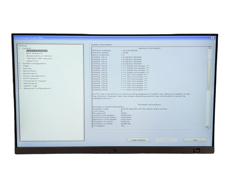 DELL Precision Tower 7910 Intel Xeon E5-2620 v4 @ 2.10Ghz 32GB RAM READ -