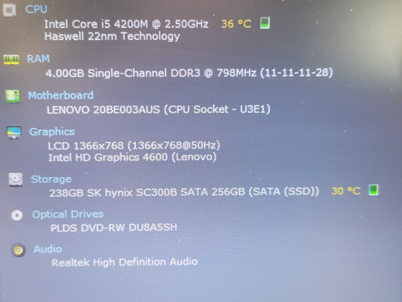 Lenovo ThinkPad T540p| i5-4200M| 4GB DDR4| 256GB SSD  Î² BudLap