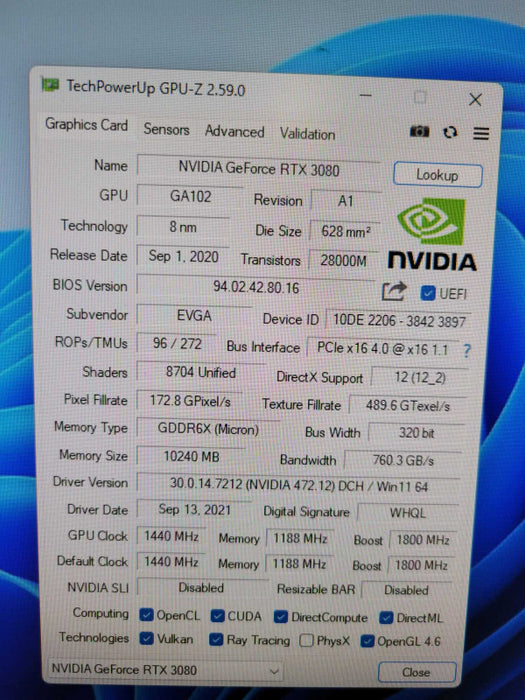 EVGA GeForce RTX 3080 FTW3 ULTRA GAMING 10GB GDDR6X Graphics Card %