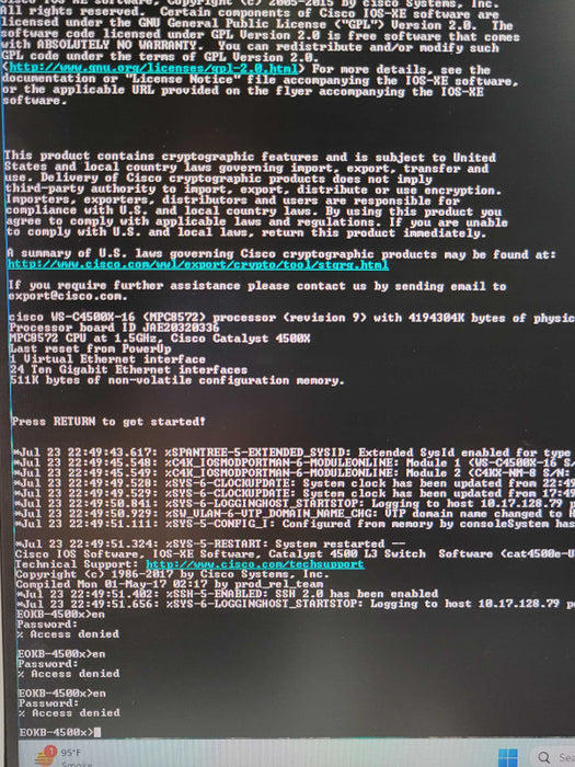 Cisco WS-C4500X-24X-ES 24x 10GB SFP+ switch, DUAL AC, C4KX-NM-8SFP, READ _