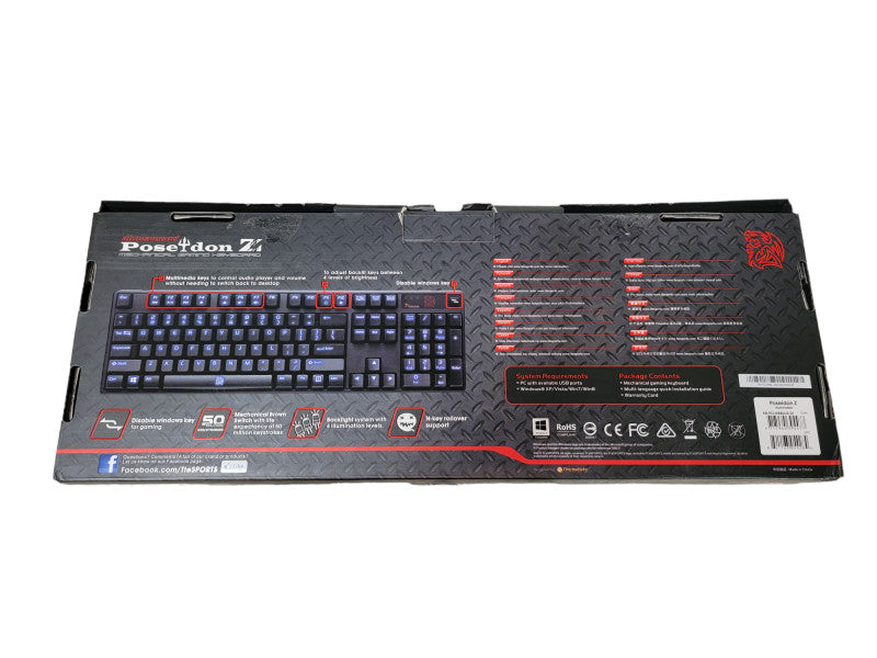 Thermaltake Technoloy eSports Poseidon Z Blue Switch Illuminated Mechanical Keyboard KB-PIZ-KLBLUS-01