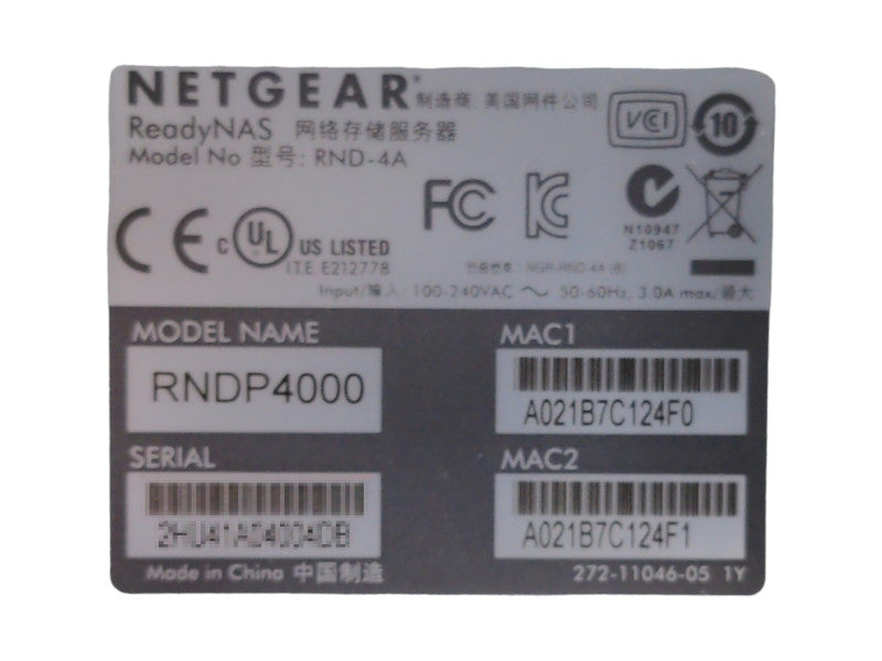 Netgear ReadyNAS 4-Bay NAS RNDP4000, No HDD, No Caddies
