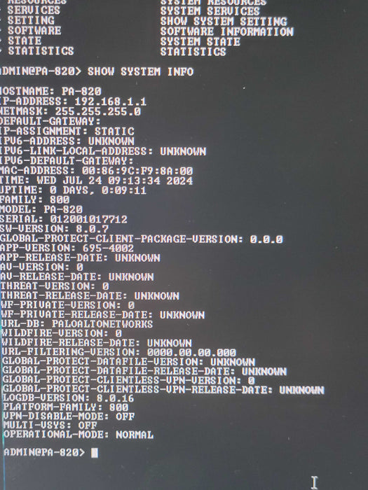 Palo Alto PA-820 firewall security appliance 750-000120-00E _