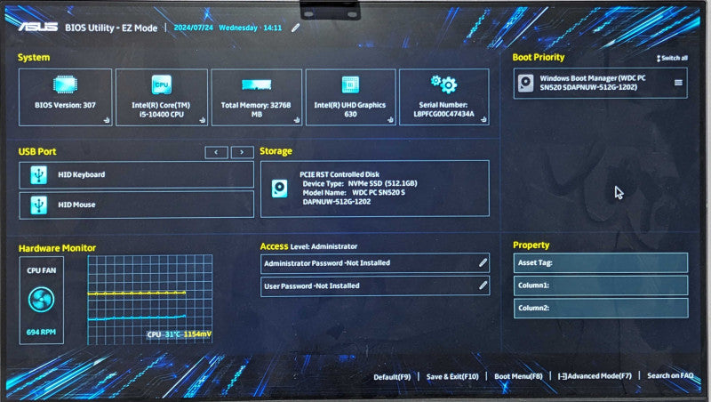 ASUS ExpertCentre, i5-10400 2.90GHz, 32GB DDR4, 512GB NVMe, WiFi