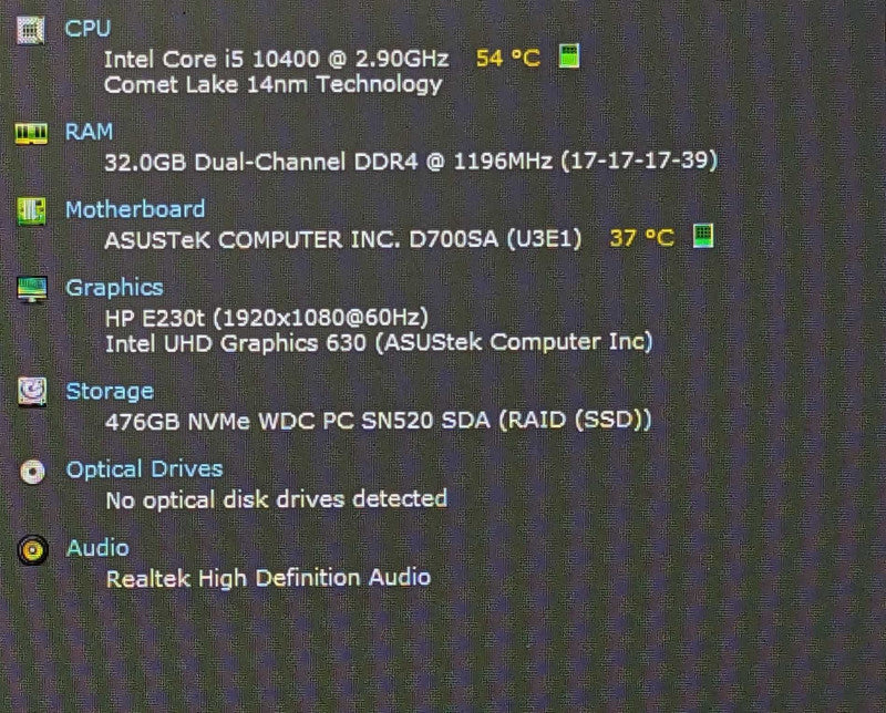 ASUS ExpertCentre, i5-10400 2.90GHz, 32GB DDR4, 512GB NVMe, WiFi