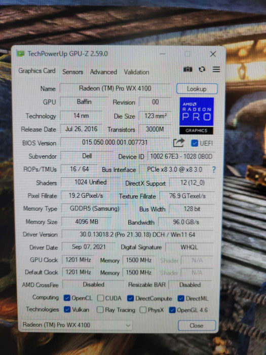 AMD Radeon Pro WX4100 Quad Mini-Displayport 4GB PCI-E Video Card !