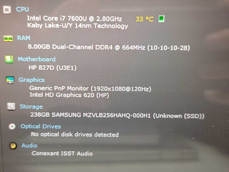HP Elite 1030 x360 G2| i7-7600U| 8GB DDR4| 256GB SSD No Bat  Î² Lap200 Î² BudLap