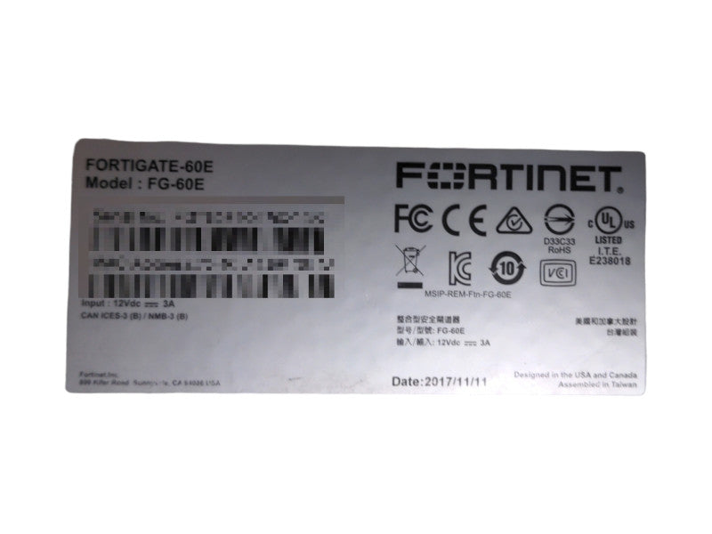 Fortinet Fortigate-60E, FG-60E, Network Security Firewall, Factory Reset  Q