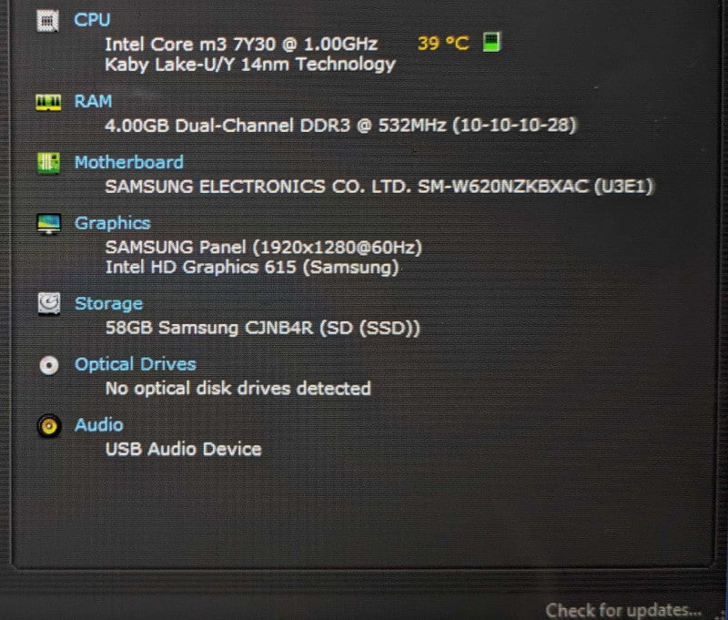 Samsung Galaxy Book 10.6\\" | Core m3-7Y30 @ 1.00GHz, 4GB Ram, 64GB SSD