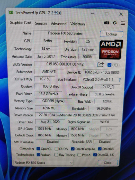 AMD Embedded RADEON E9260 / RX560 4GB PCIE %