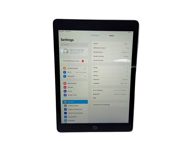 Apple iPad Air 2nd Generation A1566 128GB Wi-Fi