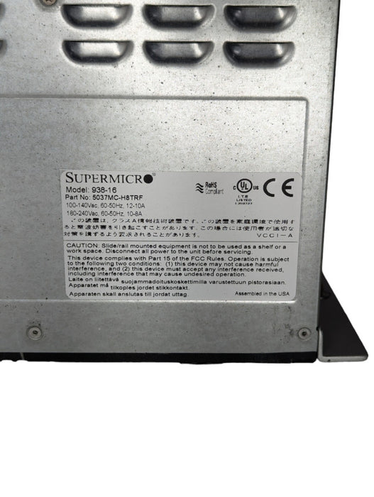 Supermicro 938-16 8 Node Server 8 E3-1240 v2 (8Core) with 8GB RAM each  -