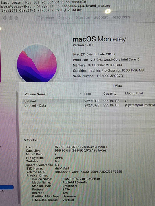 Apple iMac 2015 21\\" | 4-Core i5-5575R @2.8GHz | 16GB RAM | 1TB SSD - READ