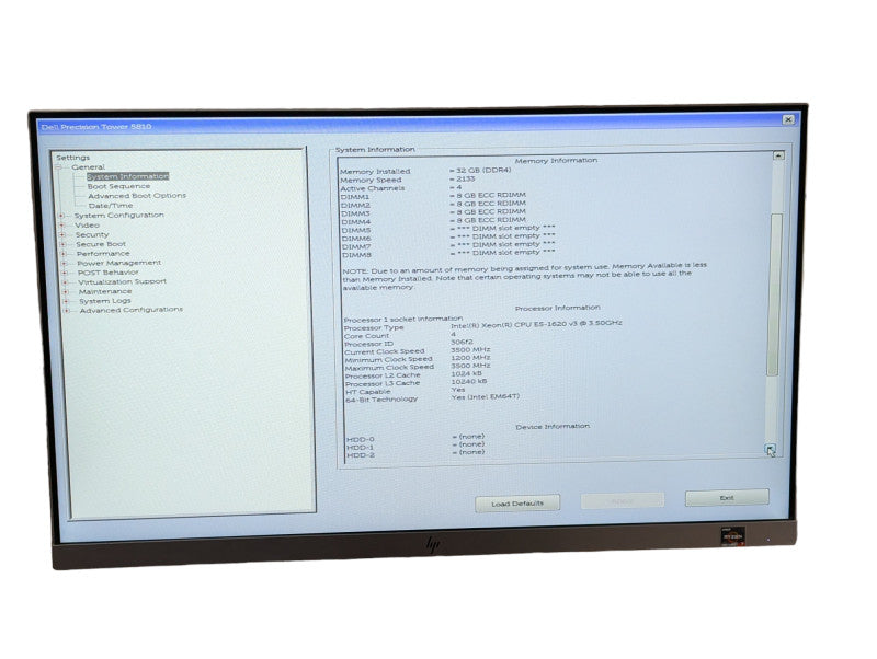 DELL Precision Tower 5810 Intel Xeon E5-1620 v3 @ 3.5Ghz 32GB RAM  -