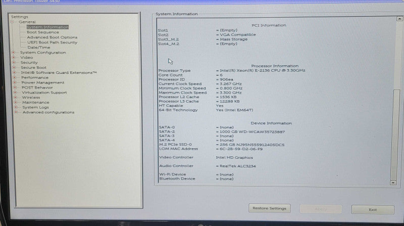 Dell Precision 3430 | Xeon E-2136 @ 3.3GHz, 8GB RAM, 256GB SSD, 1TB HD, HDMI