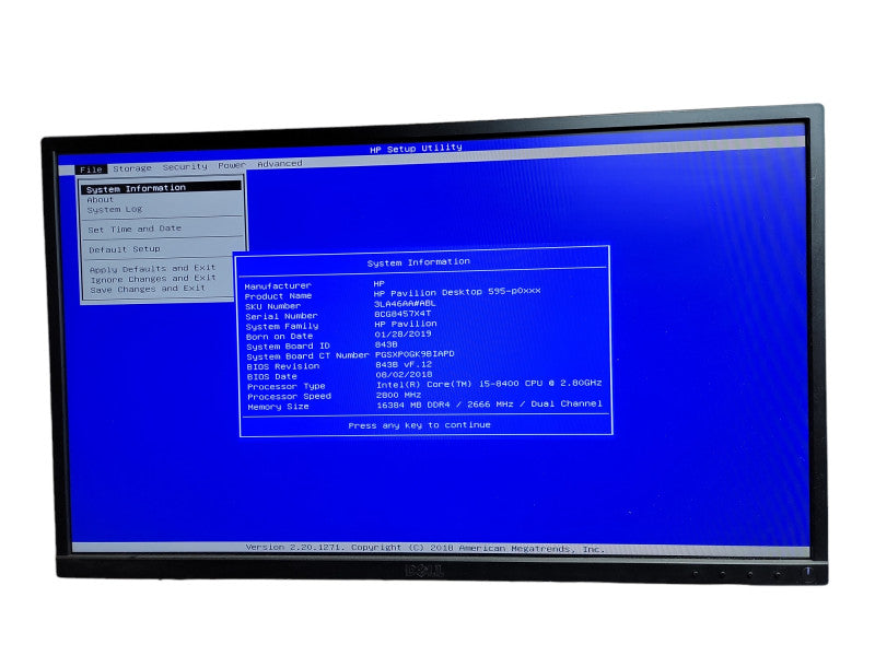 HP Pavilion Desktop 595 -  p0xxx  i5 - 8400  CPU @ 2.80GHz 16GB DDR4 Ram  Î¸