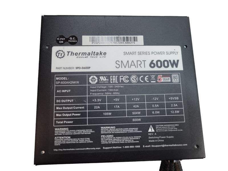 ThermalTake Smart 600w 80+ Desktop PSU %