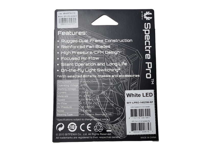 BitFenix Spectre Pro LED (White LED) BFF-LPRO-14025W-RP Brand New Q$