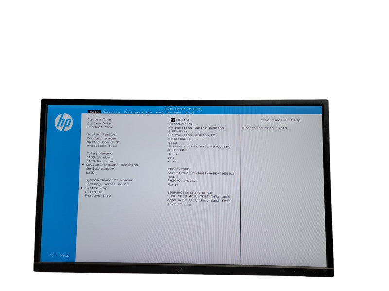 HP Pavilion Gaming Desktop i7 - 9700 CPU @ 3.00GHz 16GB DDR4 Ram Î¸