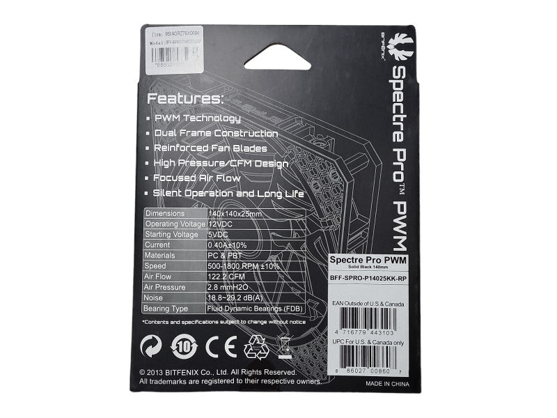 BitFenix Spectre Pro PWN 140mm BFF-SPRO-14025KK-RP Brand New Q$