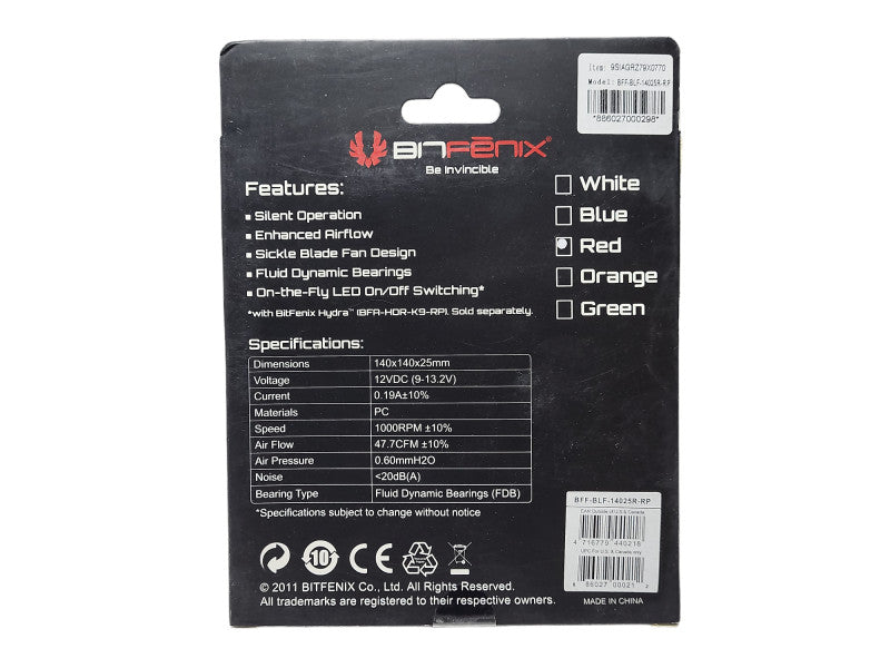 BitFenix Spectre (Red LED) BFF-BLF-14025R-RP Brand New Q$