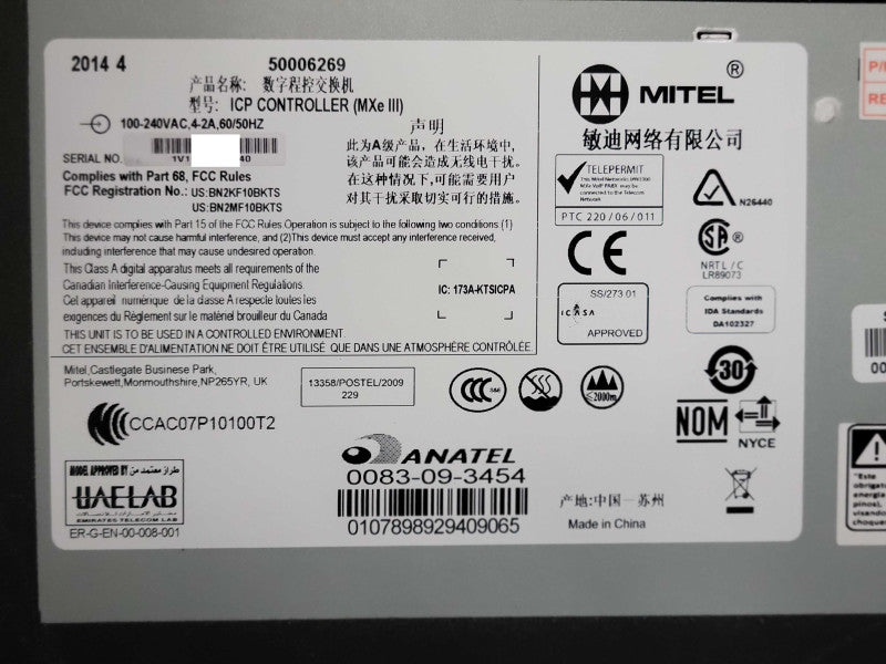 Mitel 3300 MXe III 50006269 ICP Controller, Read Q_