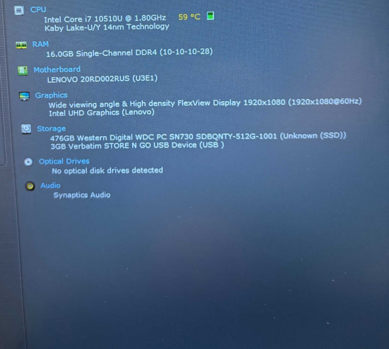 Lenovo ThinkPad E15 Intel Core i7-10510U@1.8GHz 16GB RAM 512GB SSD  Lap200