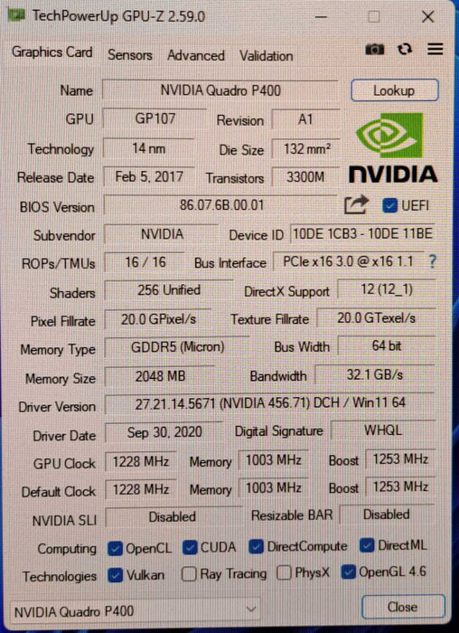 NVIDIA Quadro P400 | 2GB GDDR5 Low Profile Graphics Card | 3x Mini DP