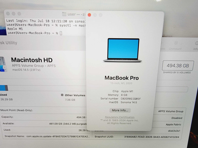 Apple Macbook Pro 2020 13\\" 8-Core M1 @ 3.2GHz 8GB Ram 512GB SSD (