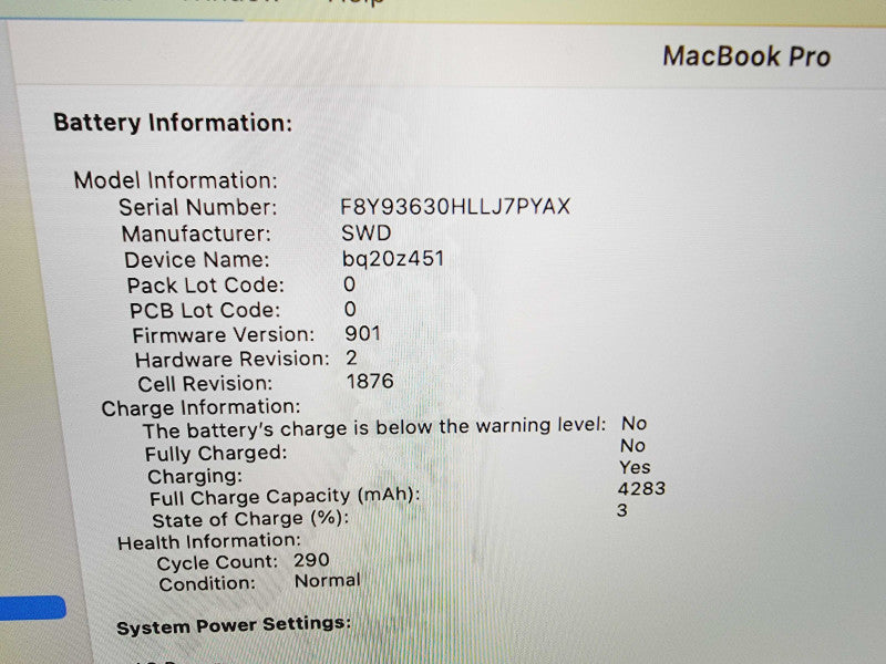 Apple Macbook Pro 2019 4-Core i7-8569U @ 2.8GHz 16GB DDR3 512GB SSD (