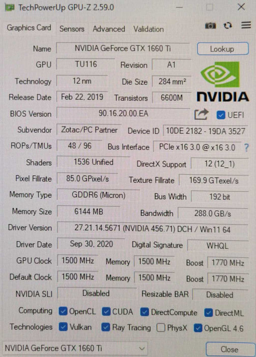 ZOTAC GeForce GTX 1660 Ti Gaming Dual Fan Graphics Card 6GB GDDR6 _