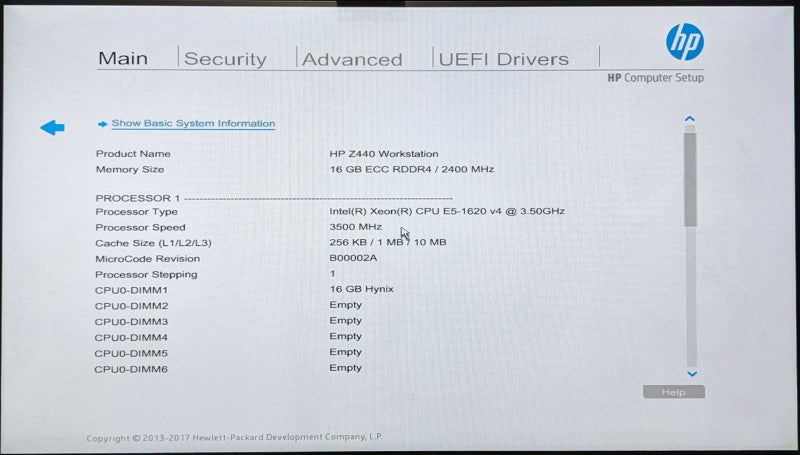 HP Z440 Workstation, Xeon E5-1620 v4 3.50GHz 4C, 16GB DDR4, 2x 1TB HDD, No GPU