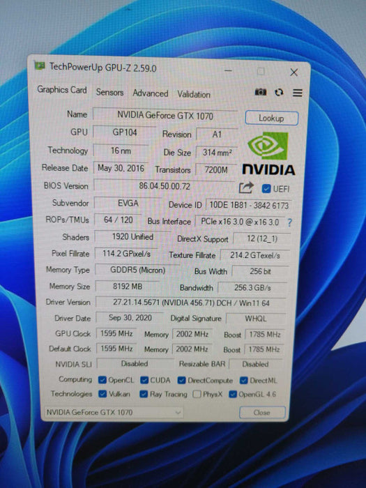 EVGA GeForce GTX 1070 ACX3.0 SC 8GB GDDR5 Graphics Card | 08G-P4-6173-KR !