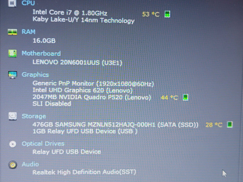 Lenovo ThinkPad P53s| i7-8565U| 16GB | Quadro P520| 512GB SSD| READ  Î² BudLap