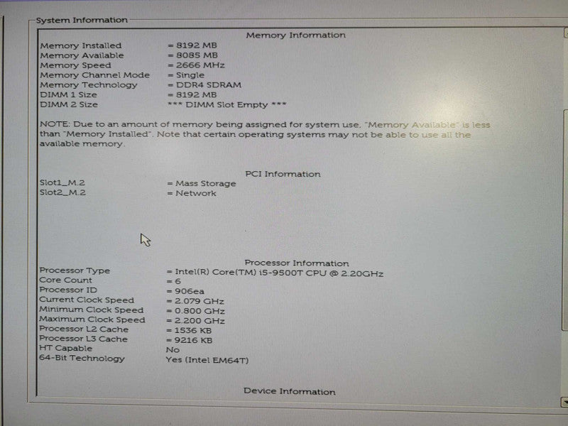 Dell OptiPlex 3070 USFF | i5-9500T @ 2.20GHz 8GB DDR4, 256GB NVMe  !