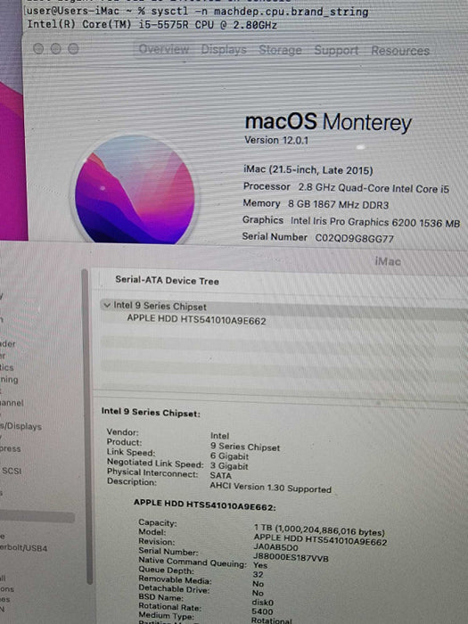 Apple iMac 2015 21.5\\" | 4-Core i5-5575R @2.8GHz | 8GB RAM | 1TB SSD - READ