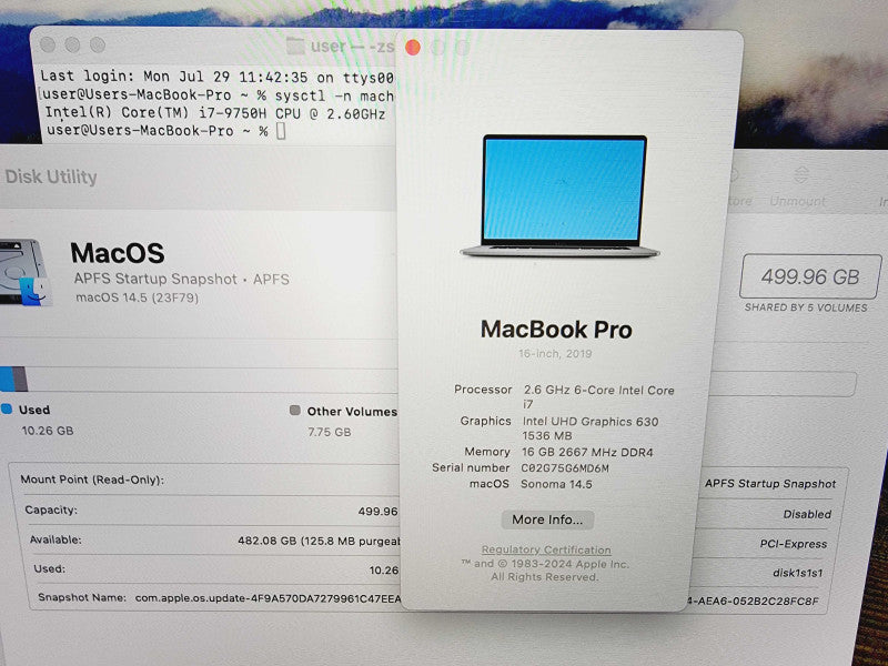 Apple Macbook Pro 2019 16\\" 6-Core i7-9750H @ 2.6GHz 16GB DDR4 512GB SSD Radeon Pro 5300M 4GB (