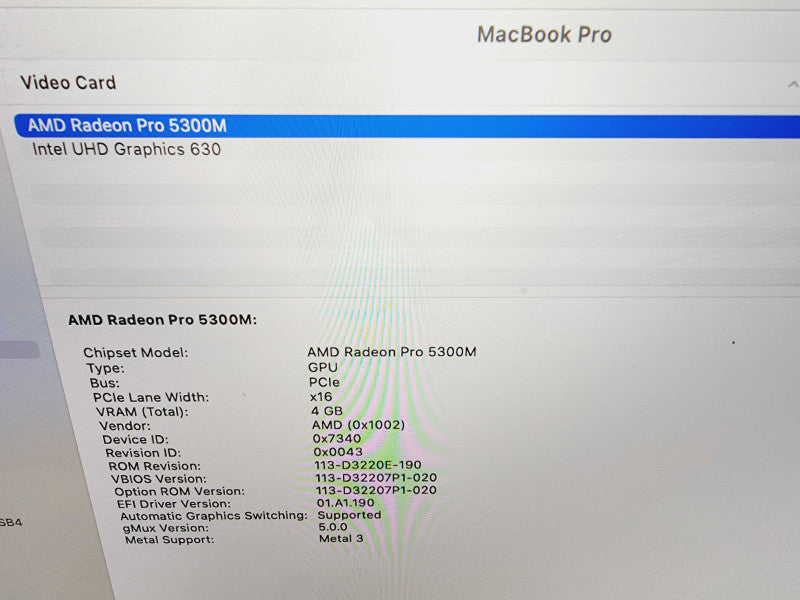 Apple Macbook Pro 2019 16\\" 6-Core i7-9750H @ 2.6GHz 16GB DDR4 512GB SSD Radeon Pro 5300M 4GB (