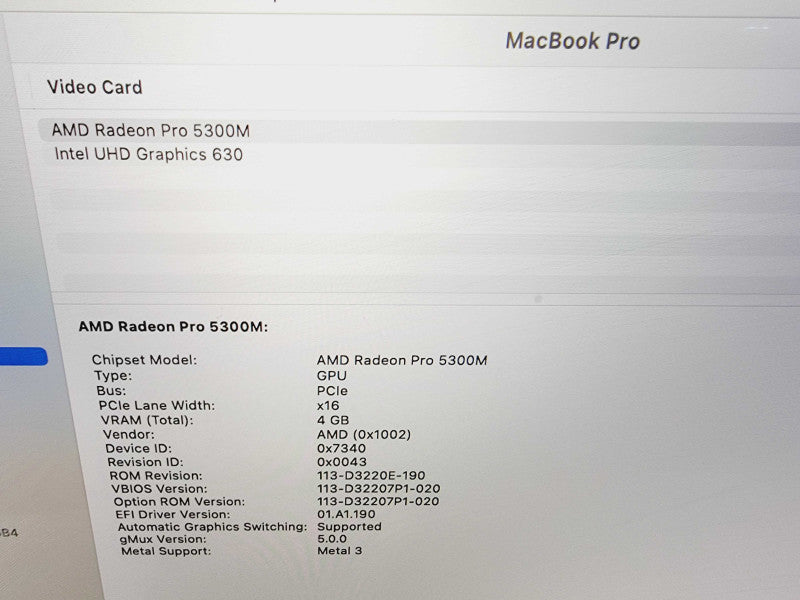 Apple Macbook Pro 2019 16\\" 6-Core i7-9750H @ 2.6GHz 16GB DDR4 512GB SSD Radeon Pro 5300M 4GB (