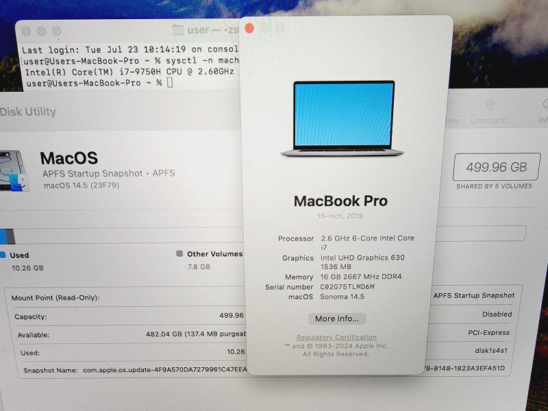 Apple Macbook Pro 2019 16\\" 6-Core i7-9750H @ 2.6GHz 16GB DDR4 512GB Radeon Pro 5300M 4GB (